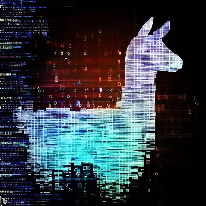 An AI-generated image of a digital llama silhouette