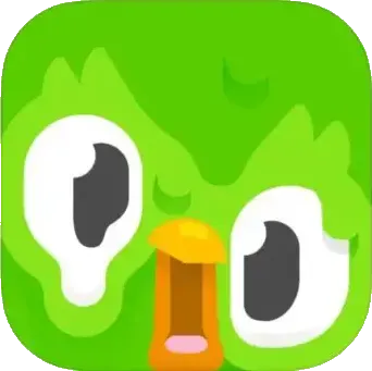 melting cartoon green owl, app icon