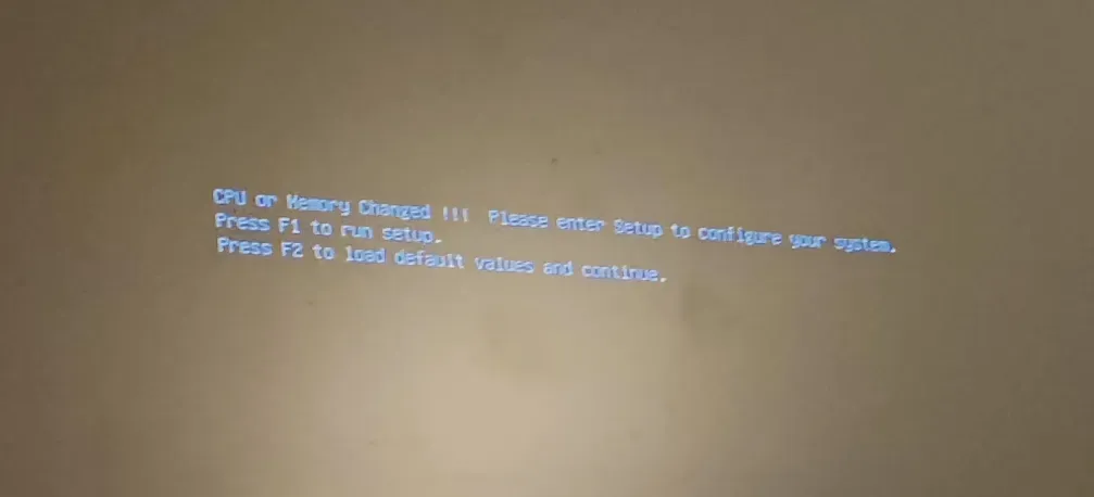 A photo of a computer display giving technical information